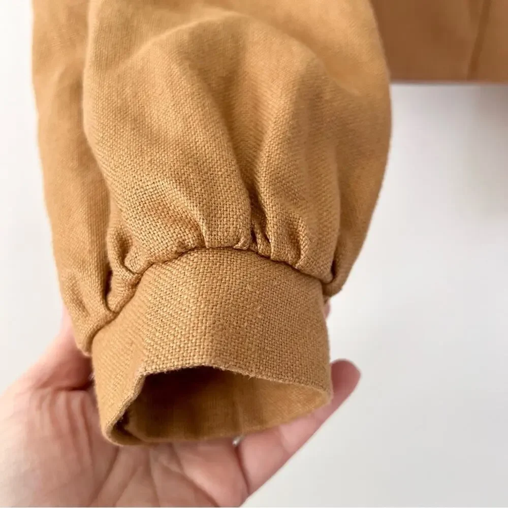 VERONICA BEARD | Milani Cropped Linen Blazer Camel Tan Jacket Size 8 - Picture 9 of 13